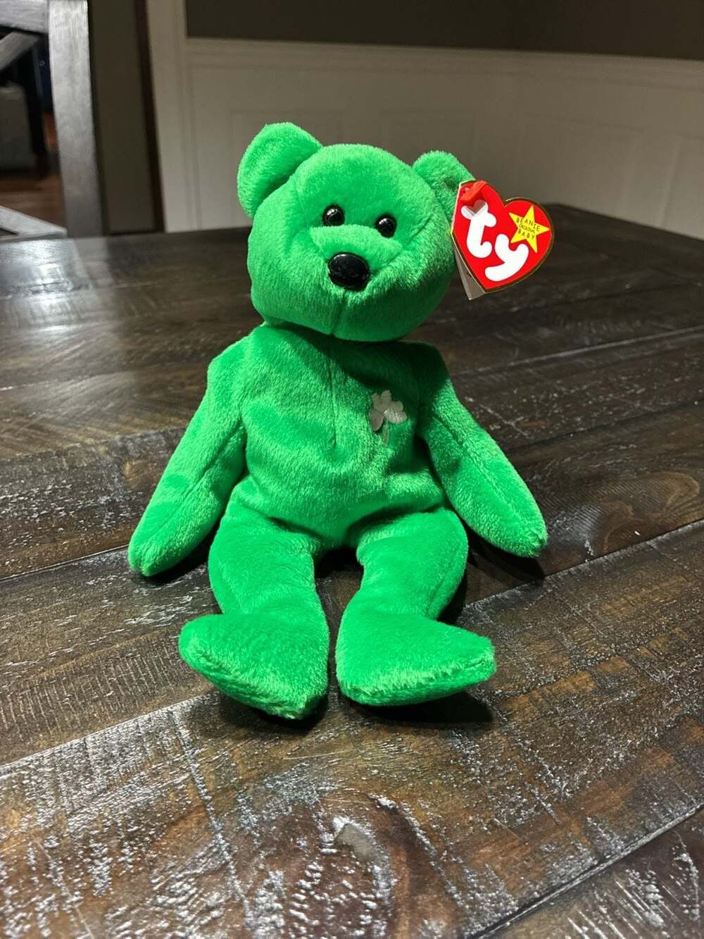 Ty Beanie Baby Erin The Bear Green Shamrock St Patrick's Day 1997 Plush